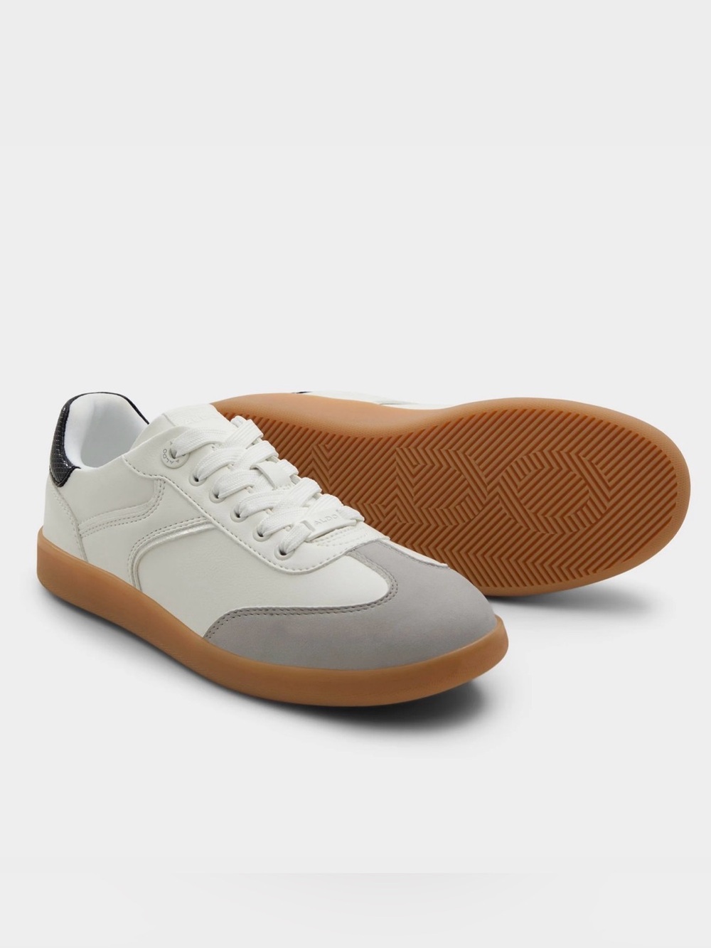 Aldo White and Gray Low-Top Sneakers with Gum Sole